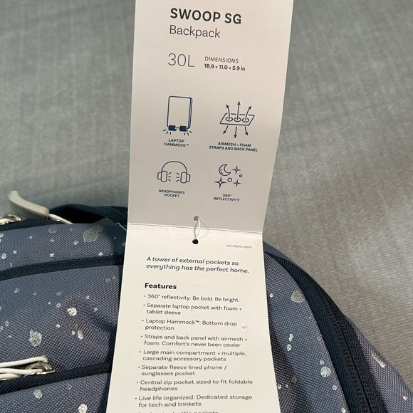 High Sierra Swoop SG Backpack Gray Silver Splatter Hiking Travel Bag Dual Zip - Picture 7 of 8